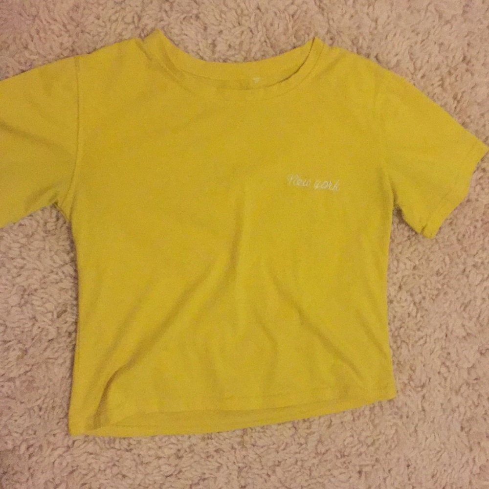 Mustard Yellow graphic cropped tee